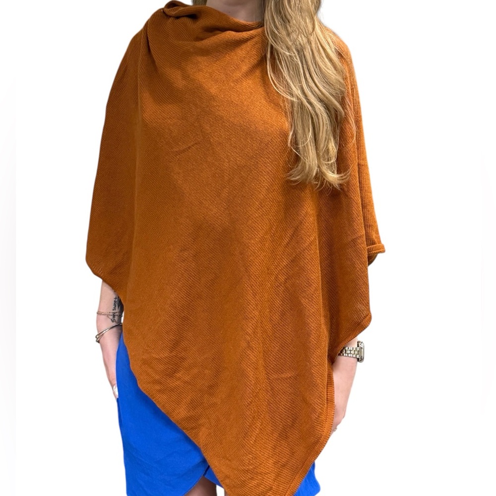 J.Crew Rust Orange Shawl, cotton & cashmere NWT